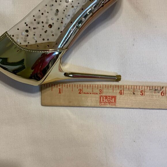 Naiyee Size 9.5 pointed toe acrylic heels covered in pearls and sequins - Picture 9 of 15